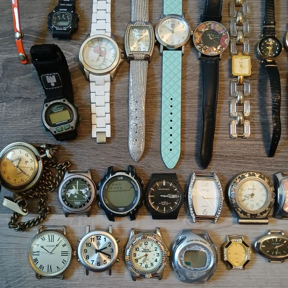 Huge Watch Lot of 50+ Mixed Brands Vintage & Modern Parts/Repair Untested-Box A6